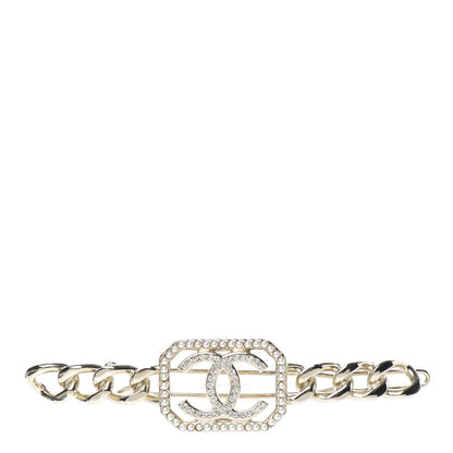Chanel Crystal Chain CC Vendome Hair Clip Barrette Gold 1 of 5