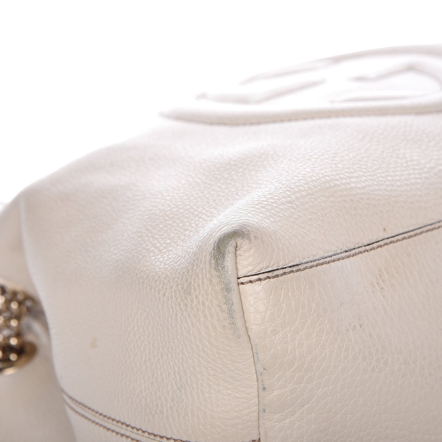 Pebbled Calfskin Medium Soho Chain Shoulder Bag Off White