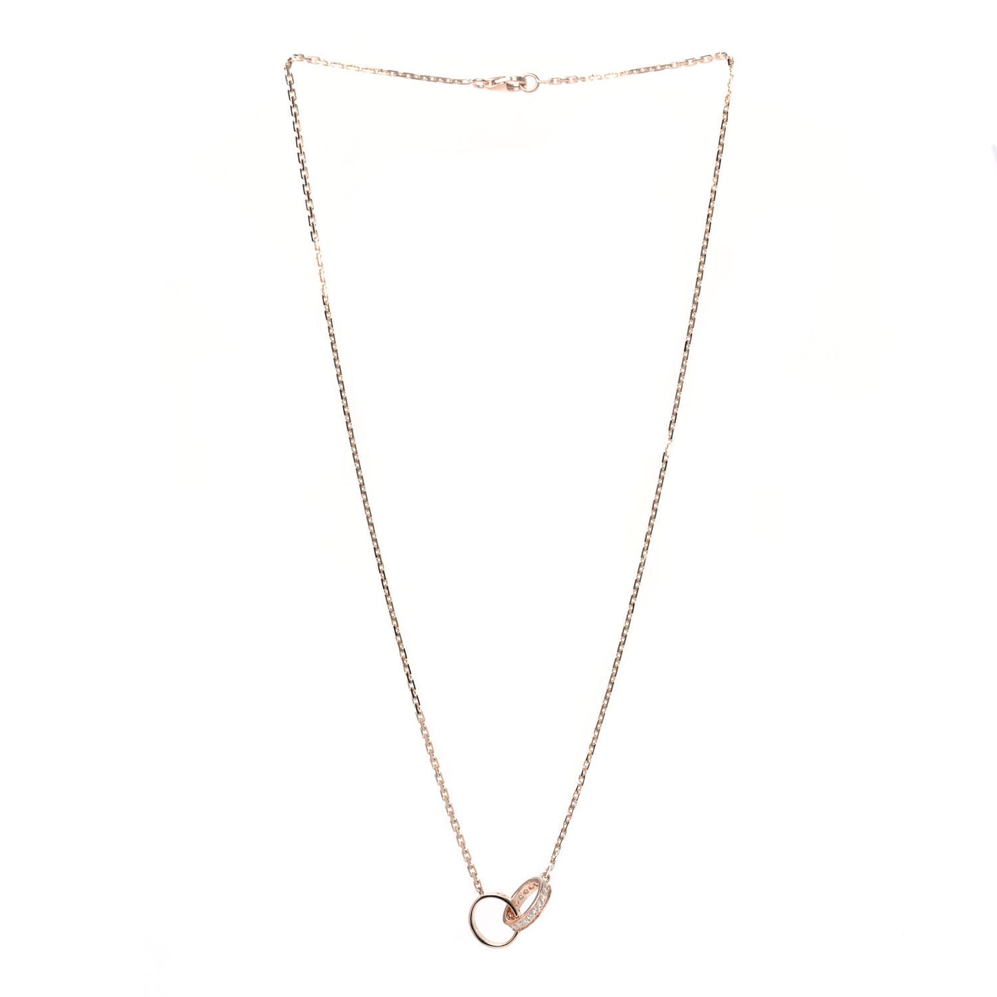 18K Pink Gold Diamond Interlocking LOVE Necklace