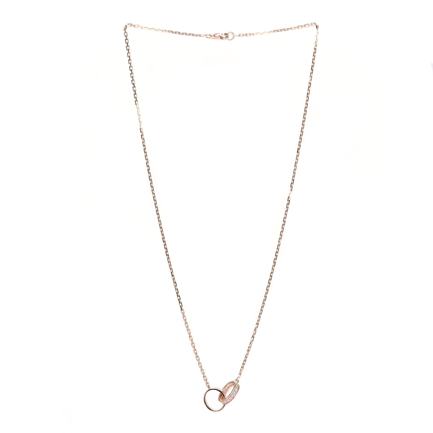 Cartier 18K Pink Gold Diamond Interlocking LOVE Necklace 3 of 6