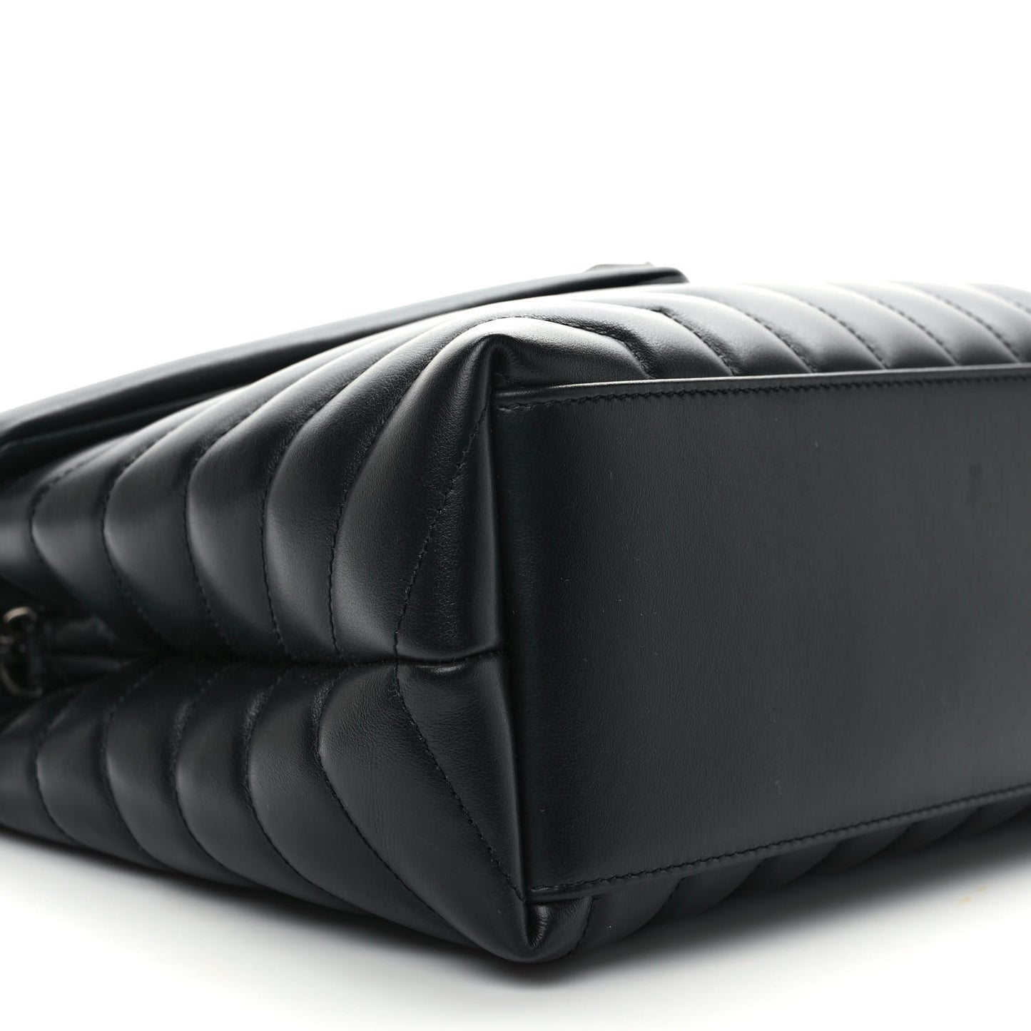 Calfskin Y Quilted Monogram Medium Loulou Chain Satchel Black