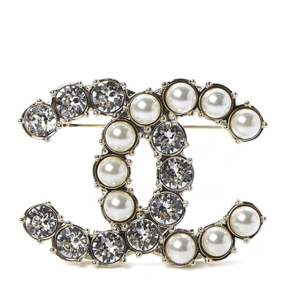 Chanel Crystal Pearl CC Dazzling Domino Brooch Gold 1 of 4