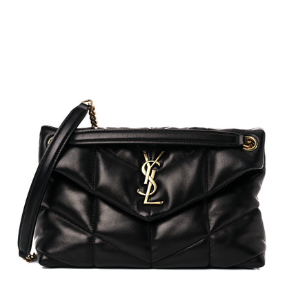 Saint Laurent Lambskin Quilted Small Loulou Puffer Monogram Chain Satchel Black 1 of 15