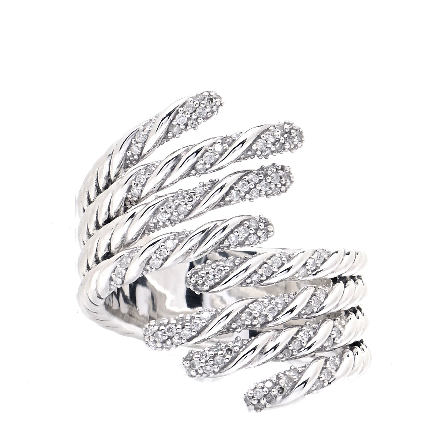 Sterling Silver Diamond Willow Open Four Row Ring 56 7.5