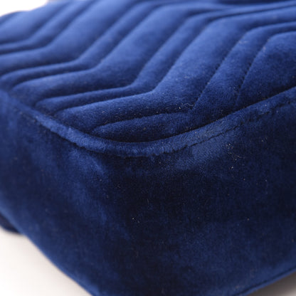 Gucci Velvet Matelasse Medium GG Marmont Shoulder Bag Cobalt Blue 12 of 15