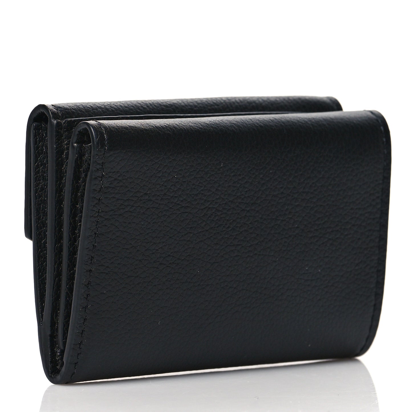Soft Calfskin My Lockme Compact Wallet Black
