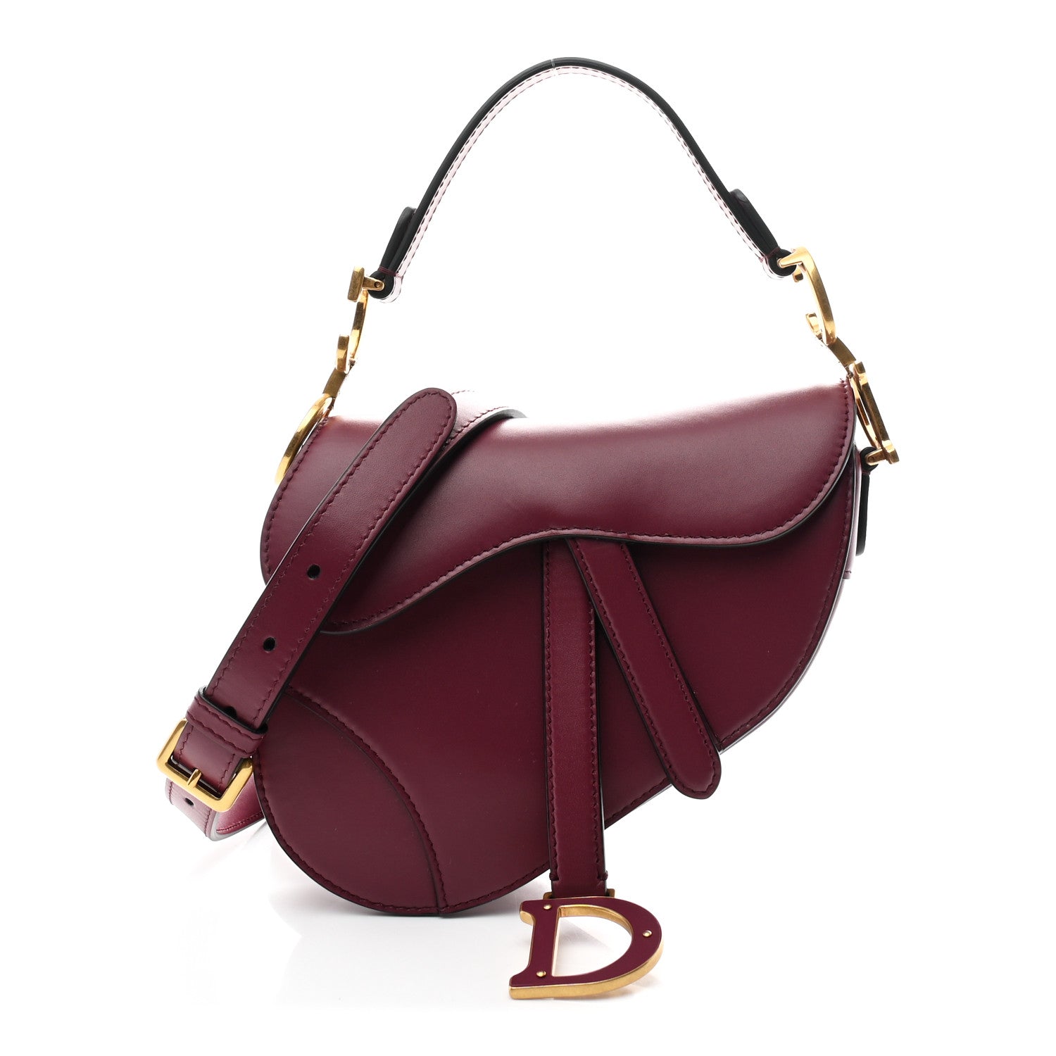 Christian Dior Supple Calfskin Mini Saddle Bag With Strap Purple 1 of 10