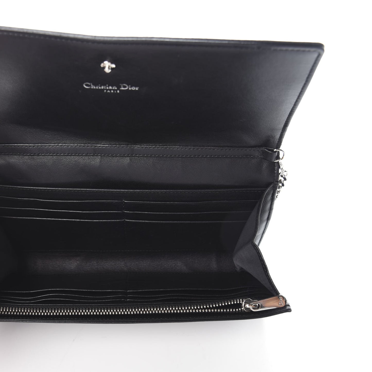Lambskin Diorama Croisiere Chain Wallet Black