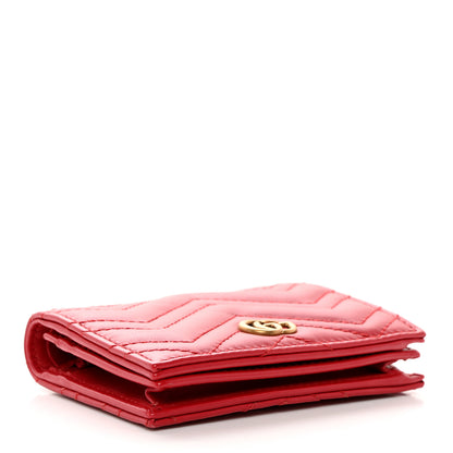 Gucci Calfskin Matelasse GG Marmont Card Case Wallet Hibiscus Red 4 of 11
