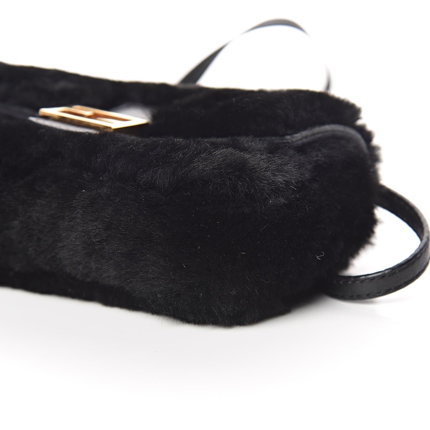 Fendi Shearling Shiny Nappa Micro Baguette Black 9 of 10