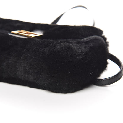 Fendi Shearling Shiny Nappa Micro Baguette Black 9 of 10