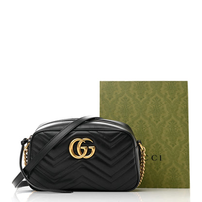 Gucci Calfskin Matelasse Small GG Marmont Chain Shoulder Bag Black 11 of 11