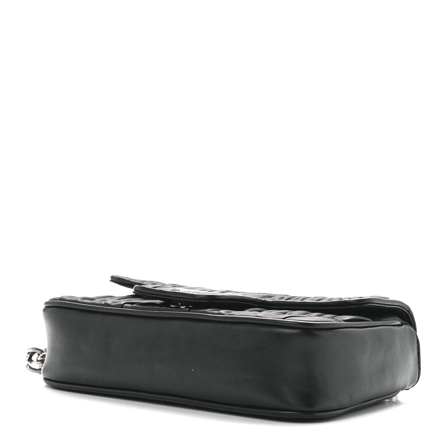 Nappa Gaufre Small Chain Flap Shoulder Bag Black