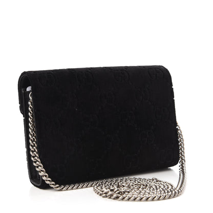 Gucci Velvet GG Monogram Mini Dionysus Chain Wallet Black 3 of 10