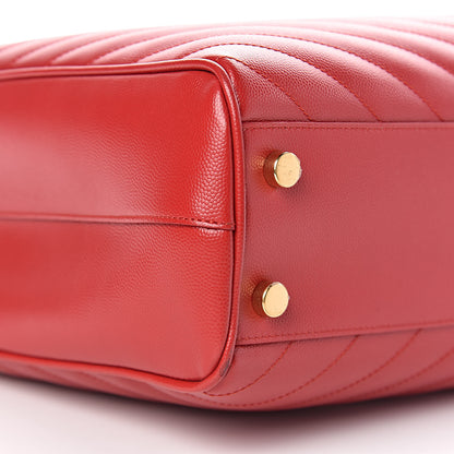 Saint Laurent Grain De Poudre Matelasse Chevron Monogram Shopping Bag Red 9 of 11