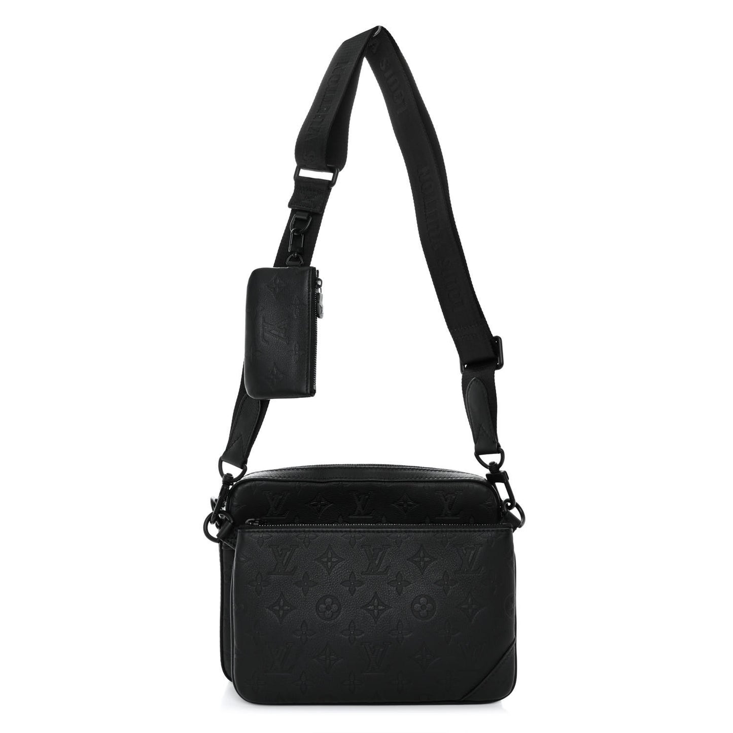 Calfskin Monogram Embossed Trio Messenger Black