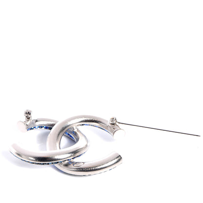Chanel Crystal Baguette CC Brooch Blue 4 of 5