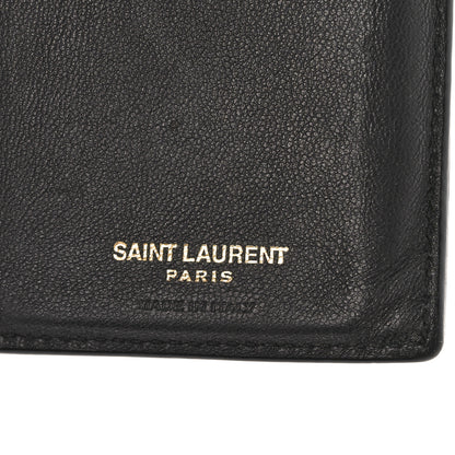 Saint Laurent Calfskin Crocodile Embossed Tiny Monogram Credit Card Wallet Black 6 of 9