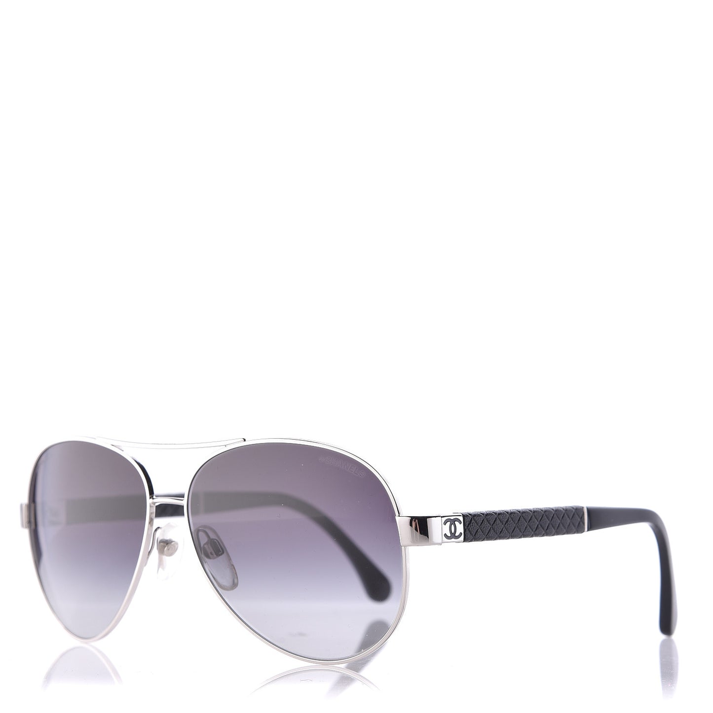 Lambskin Quilted CC Aviator Sunglasses 4195-Q Black