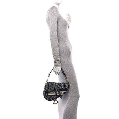 Christian Dior Velvet Oblique Saddle Bag Blue 2 of 13