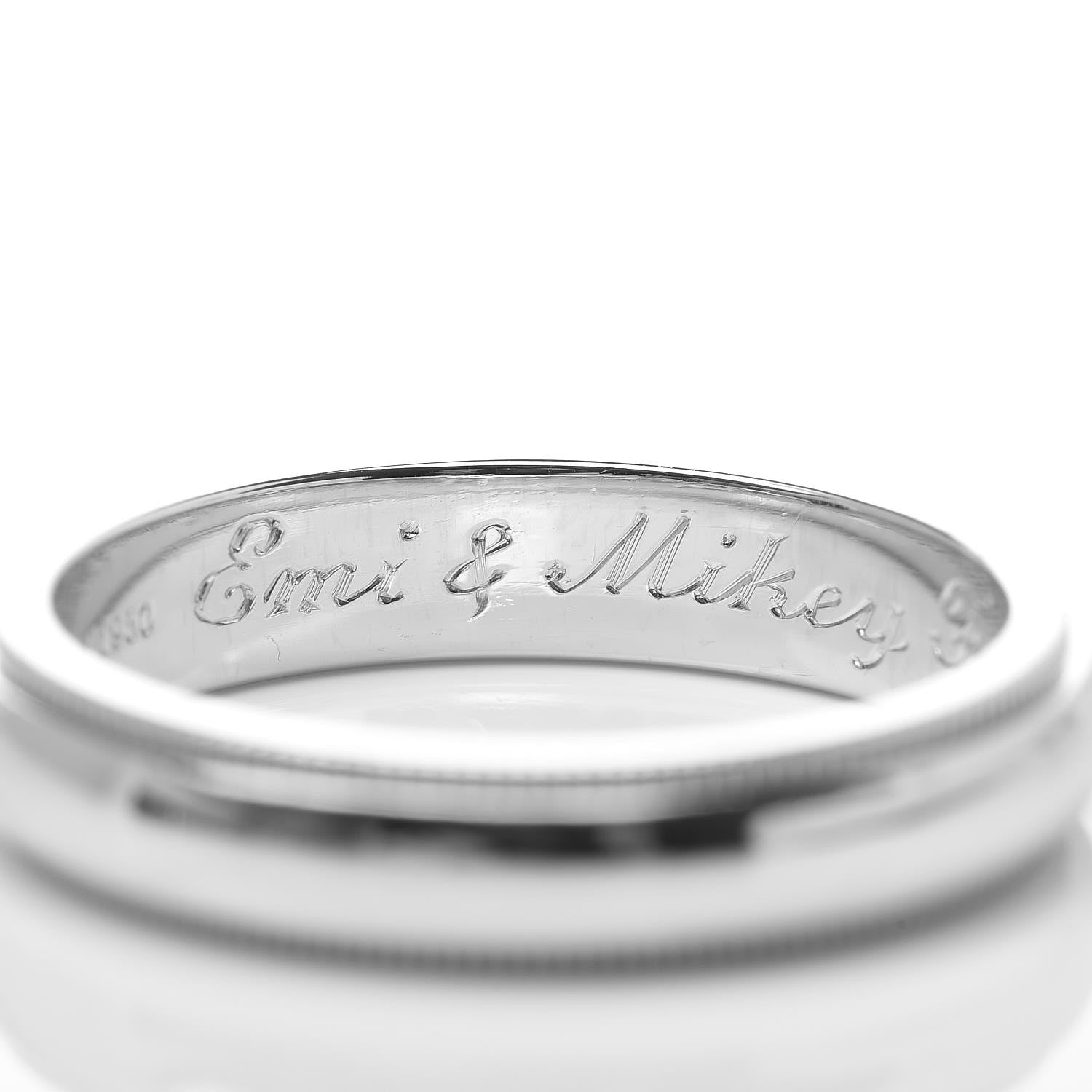 Tiffany Platinum 4mm Classic Milgrain Wedding Band Ring 55 7.5 5 of 8