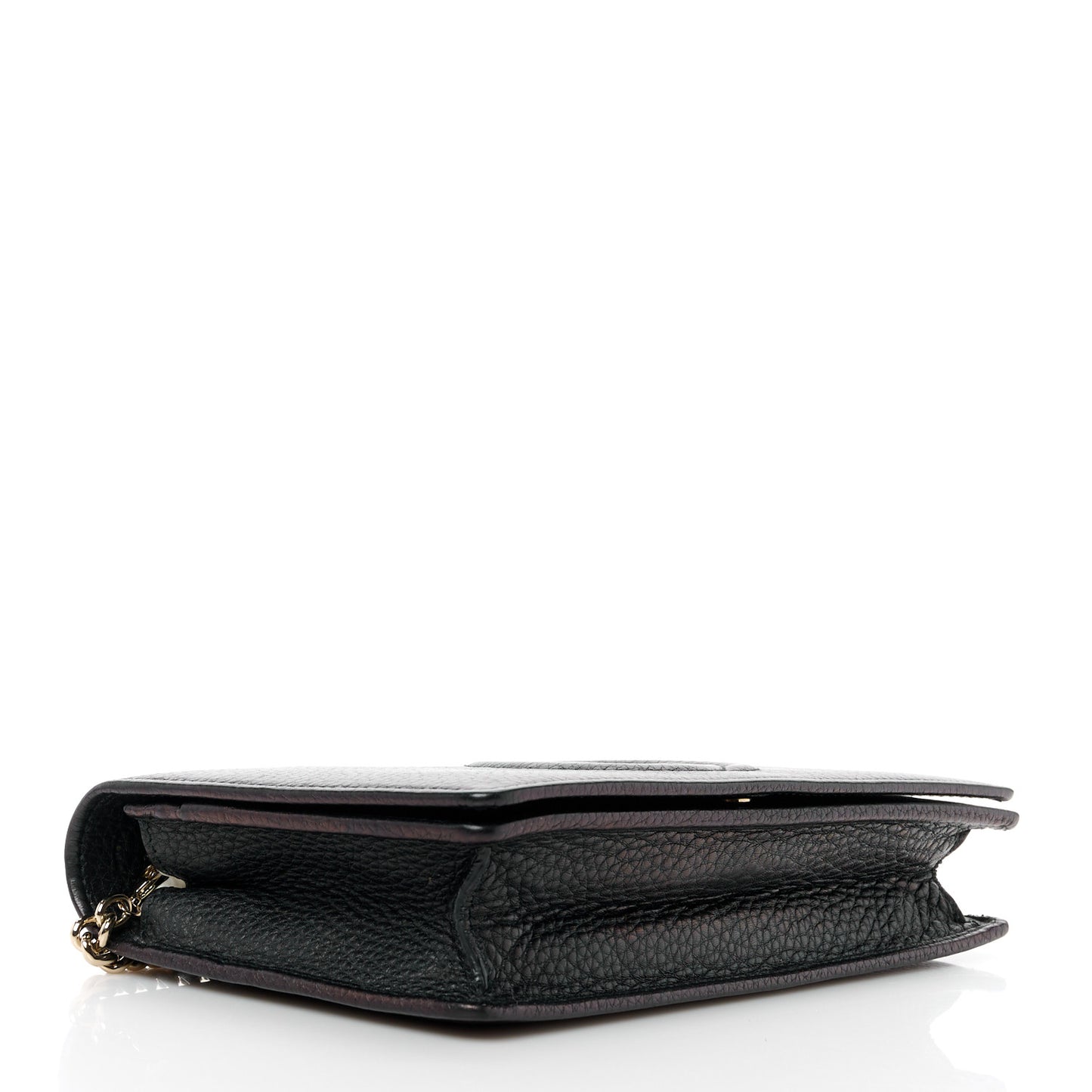 Pebbled Calfskin Soho Wallet On Chain Black