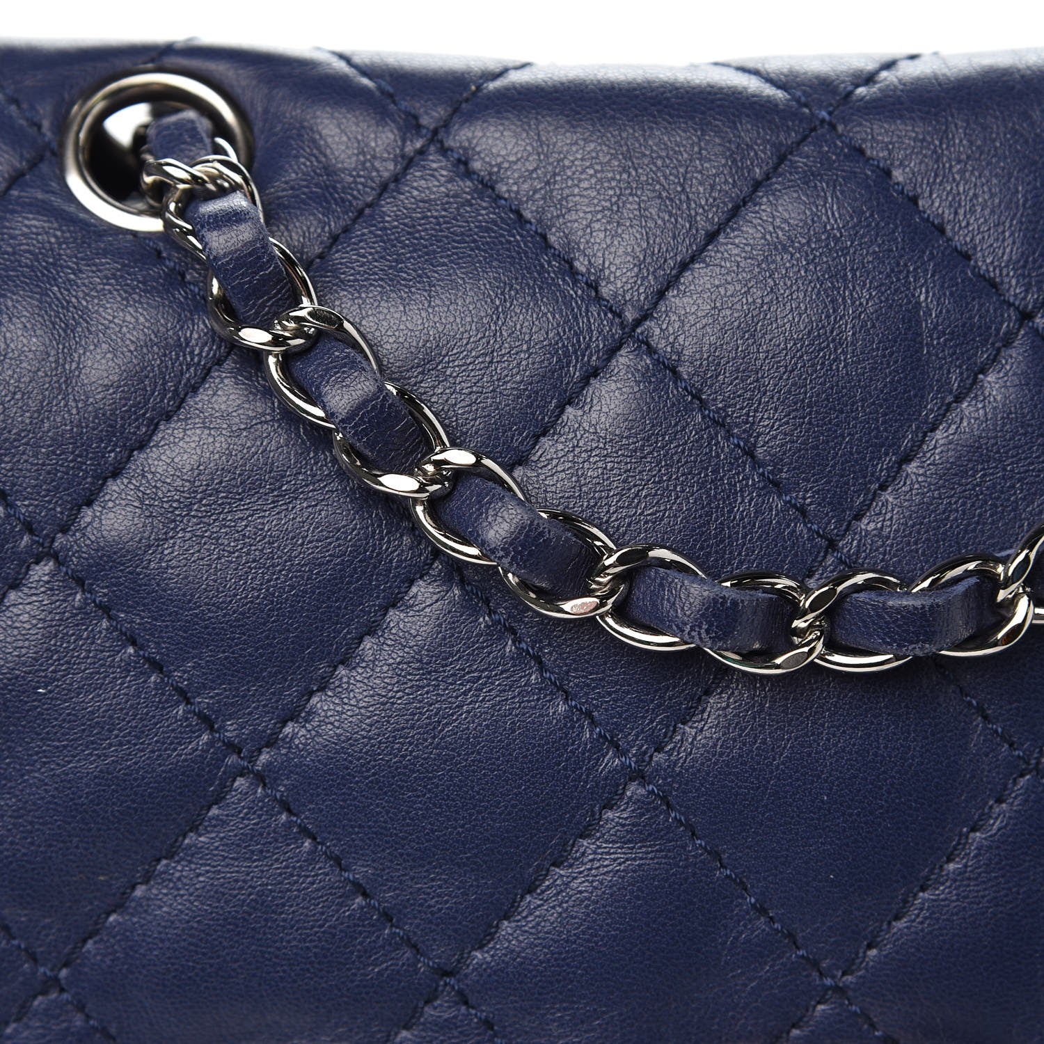 Chanel Shiny Lambskin Quilted Mini Trianon Messenger Flap Blue 10 of 10