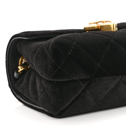 Chanel Velvet Strass Diamond Lock Flap Black 9 of 10