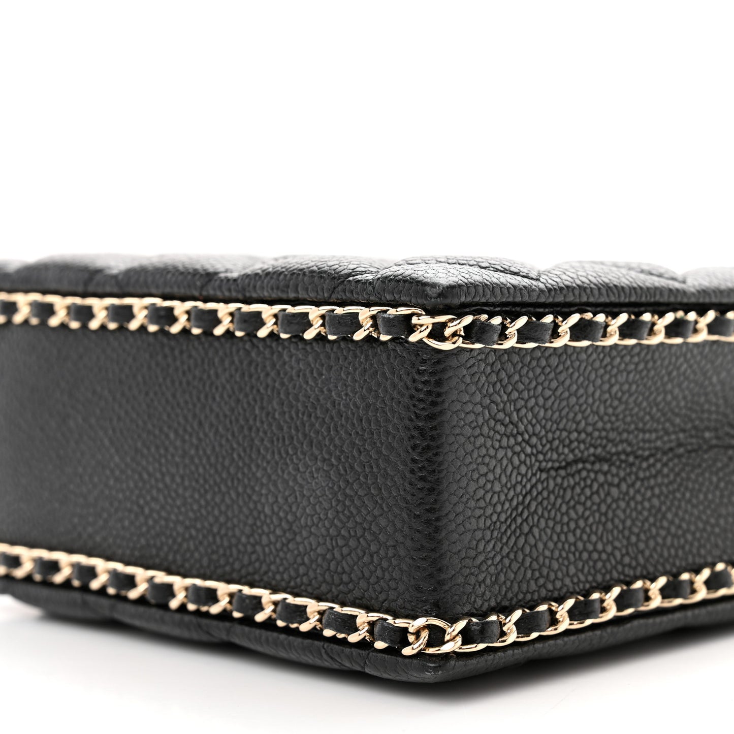 Caviar Quilted Evening Box Bag Black