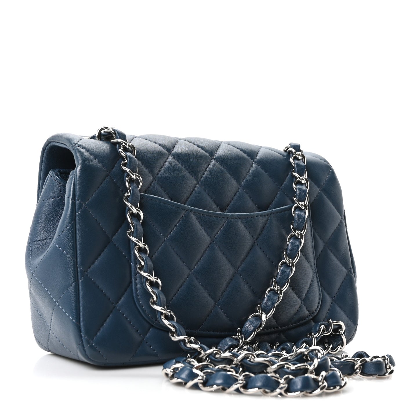 Lambskin Quilted Mini Rectangular Flap Blue