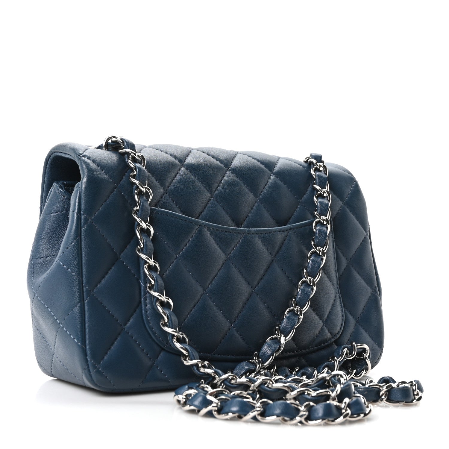 Chanel Lambskin Quilted Mini Rectangular Flap Blue 3 of 10