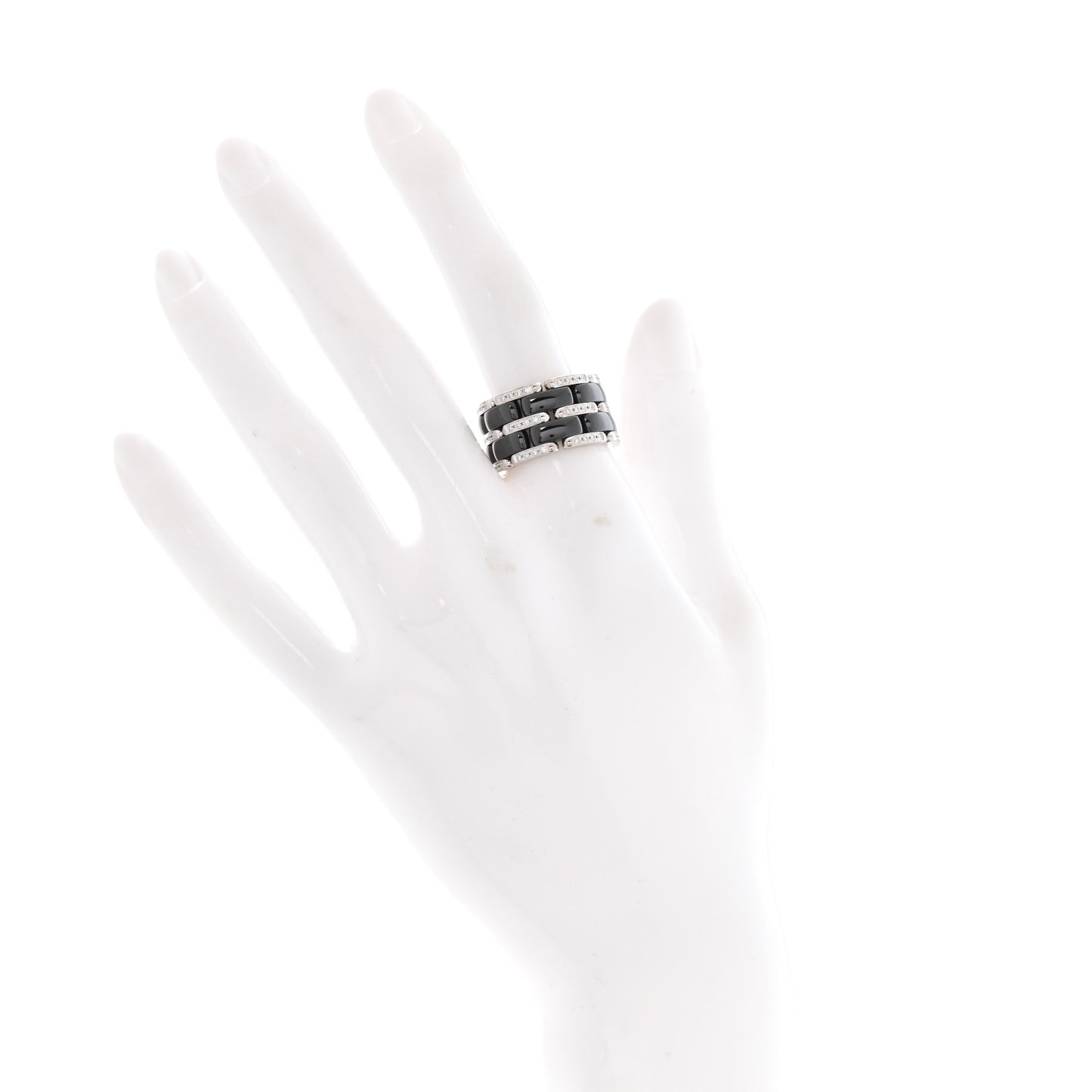 18K White Gold Black Ceramic Diamond Large Ultra Ring 54 7