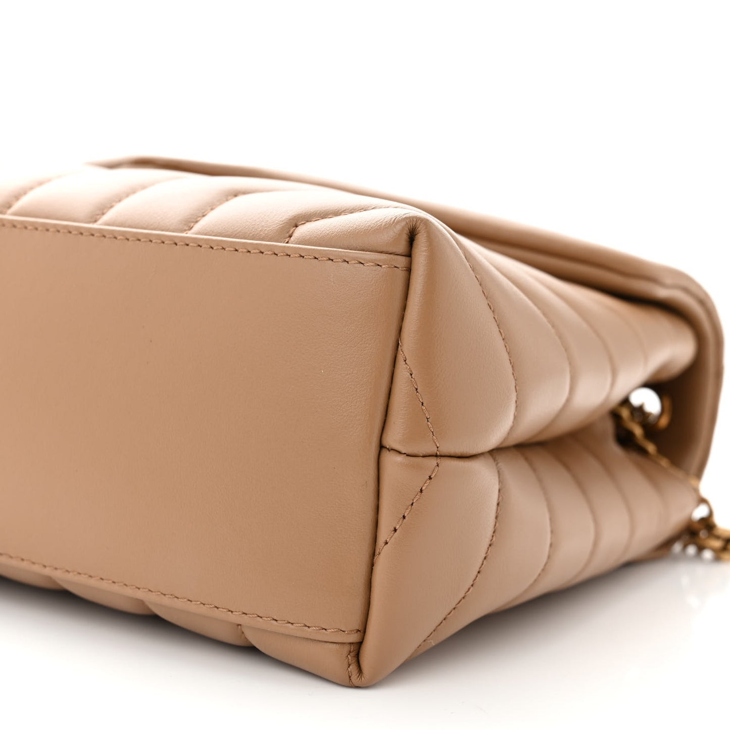 Calfskin Y Quilted Monogram Small Loulou Chain Satchel Dark Beige