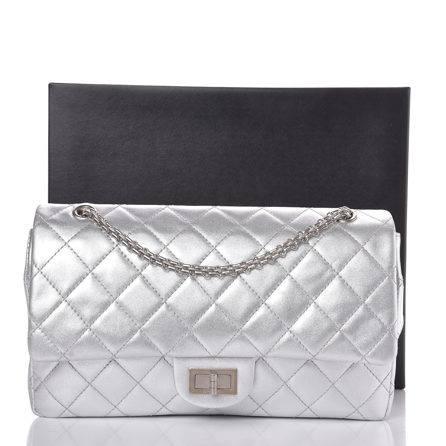 Chanel Metallic Lambskin Quilted 2.55 Reissue 227 Flap Silver 9 of 9
