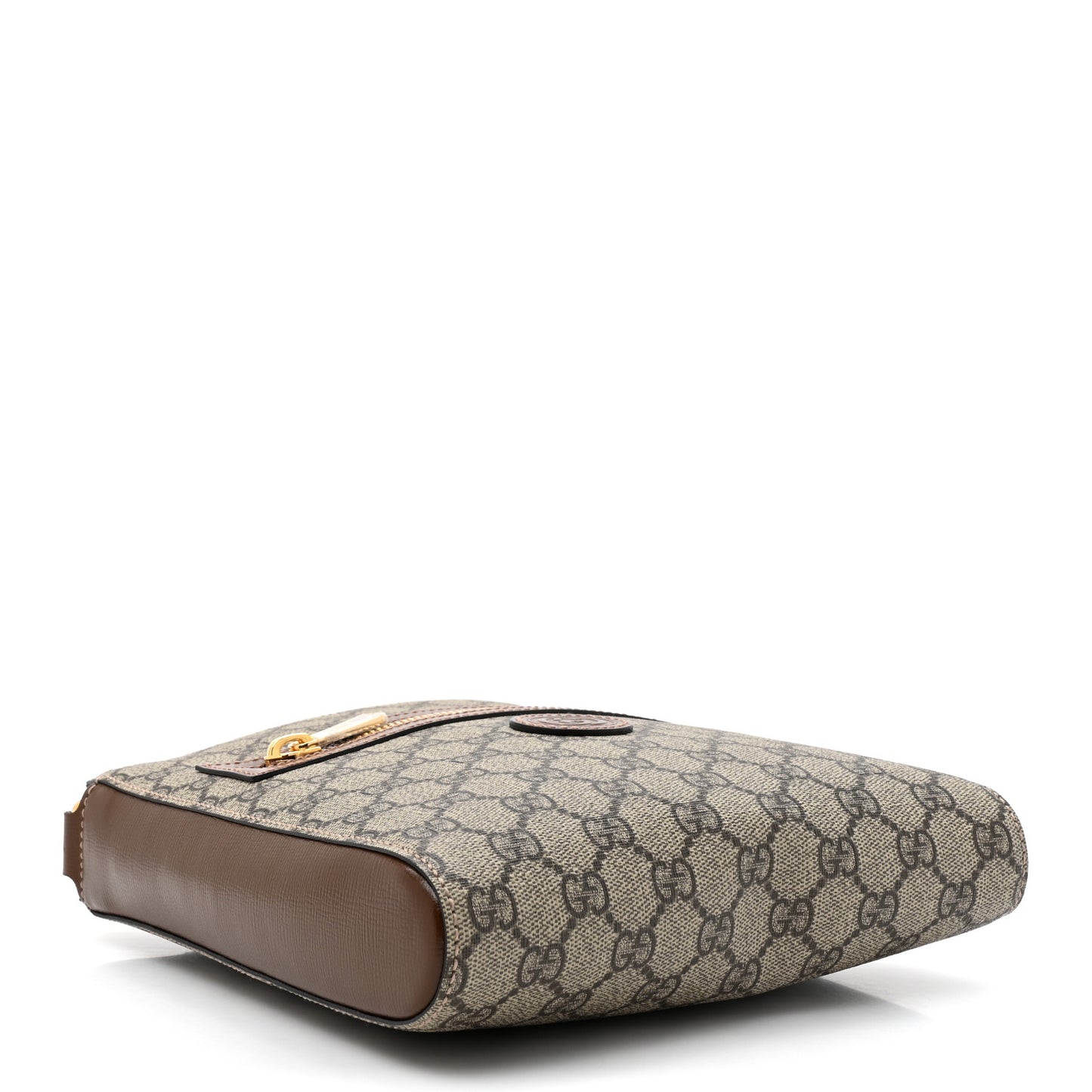GG Supreme Monogram Azalea Calfskin Retro Interlocking G Flat Messenger Bag Beige Ebony Brown Sugar