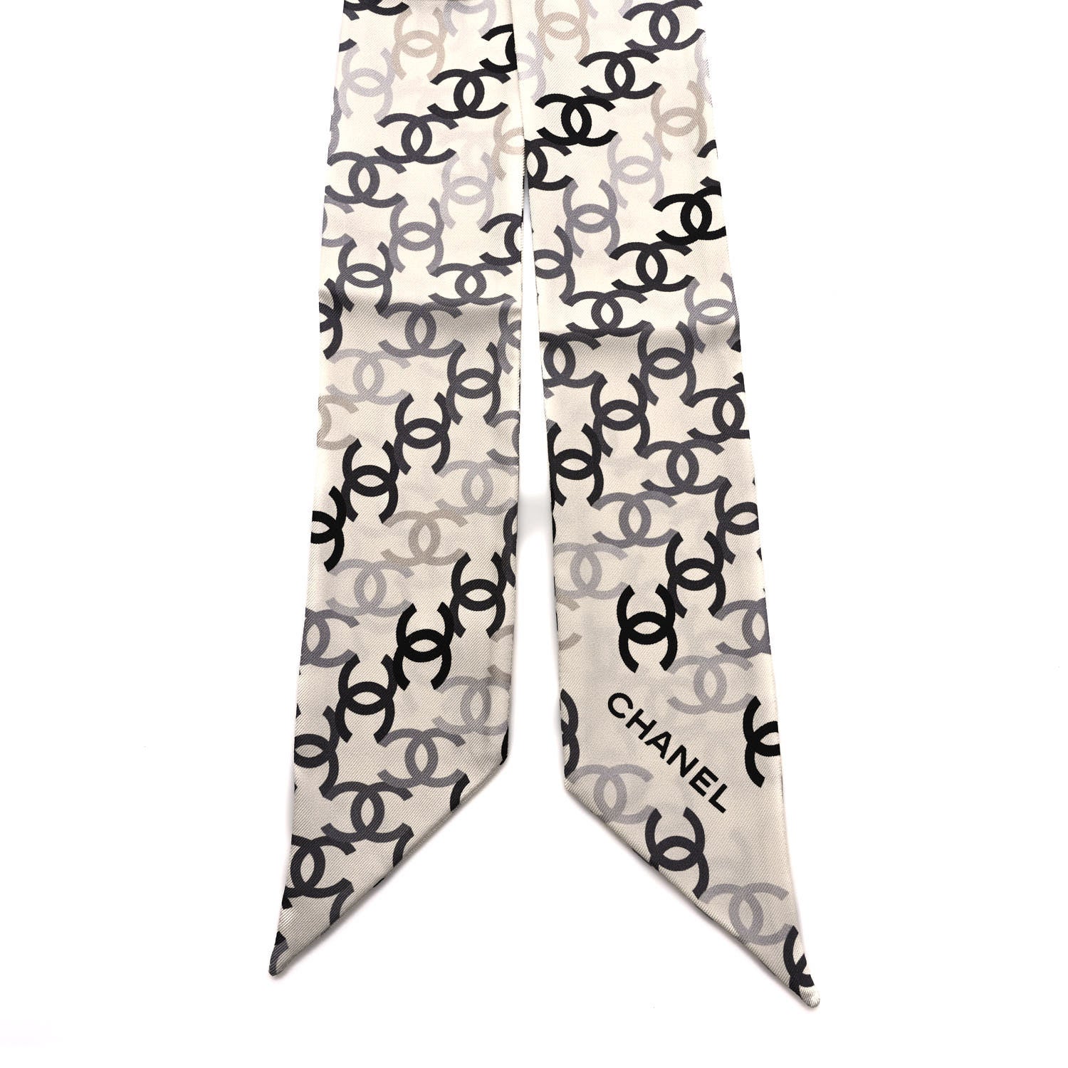 Chanel Silk CC Slim Bandeau Scarf Ecru Multicolor 2 of 4