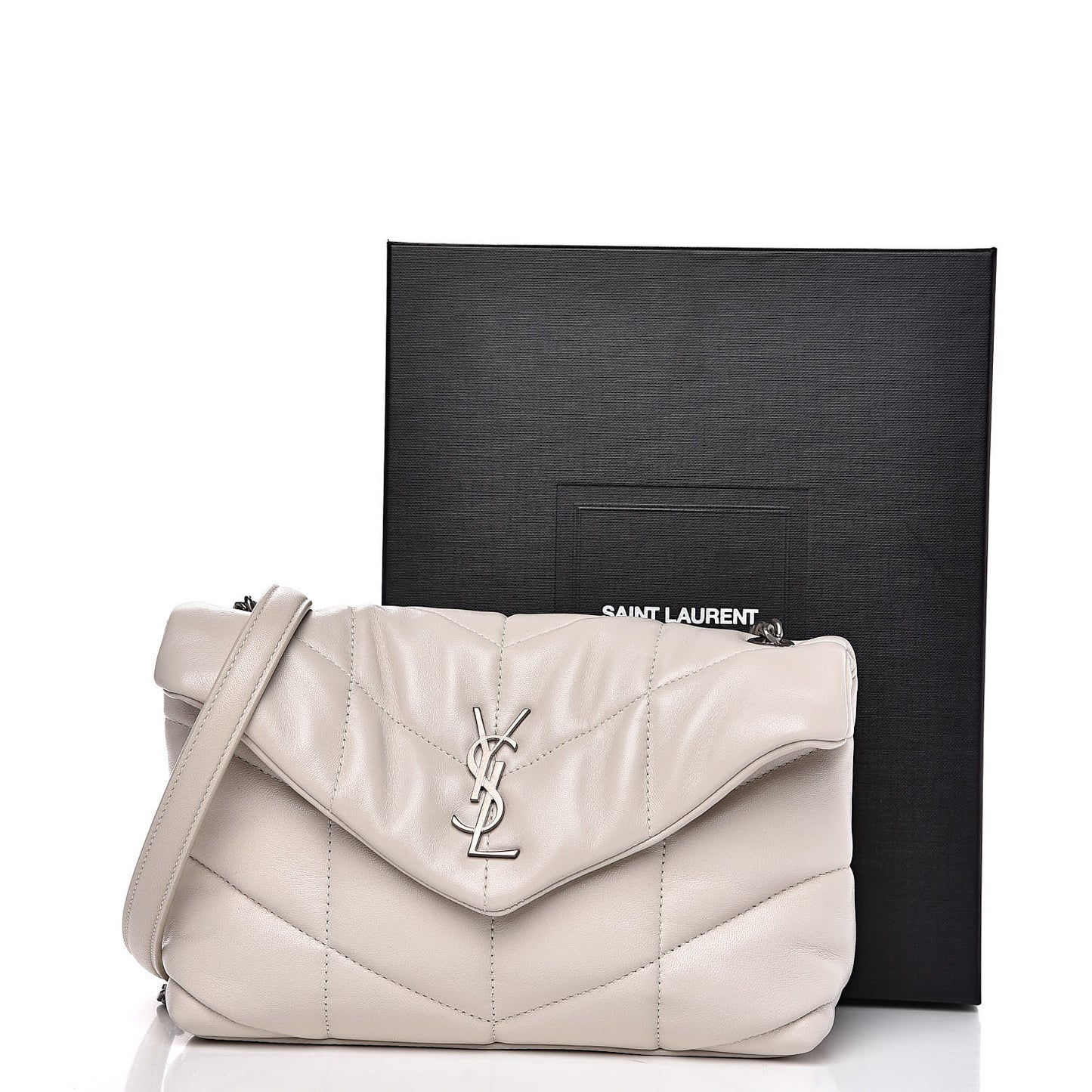 Lambskin Quilted Toy Loulou Puffer Monogram Chain Satchel Crema Soft