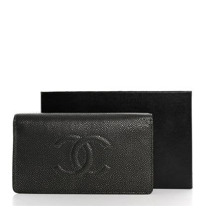 Chanel Metallic Caviar Timeless CC Yen Wallet Dark Silver 9 of 9