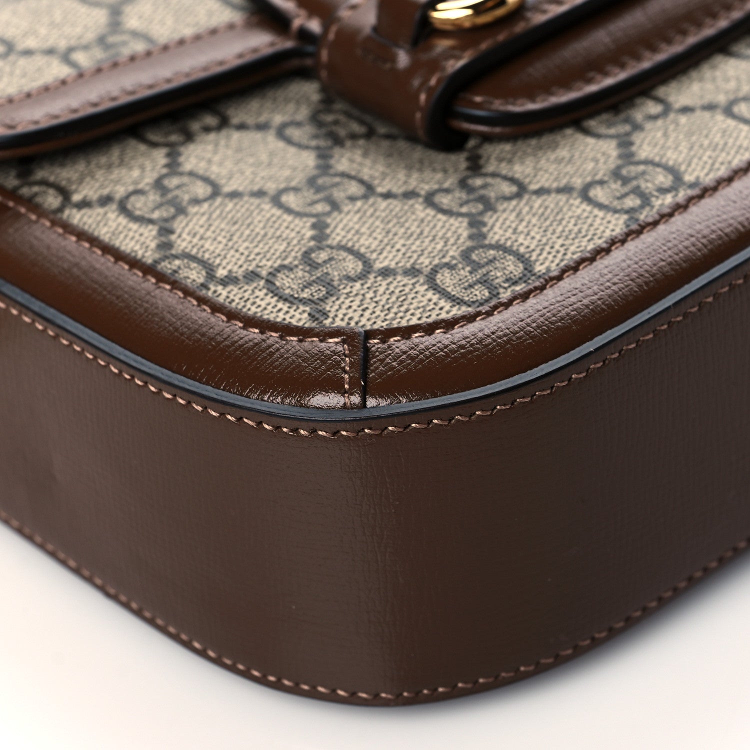 Gucci GG Supreme Monogram Web Mini Horsebit 1955 Shoulder Bag Beige Brown Sugar 11 of 12