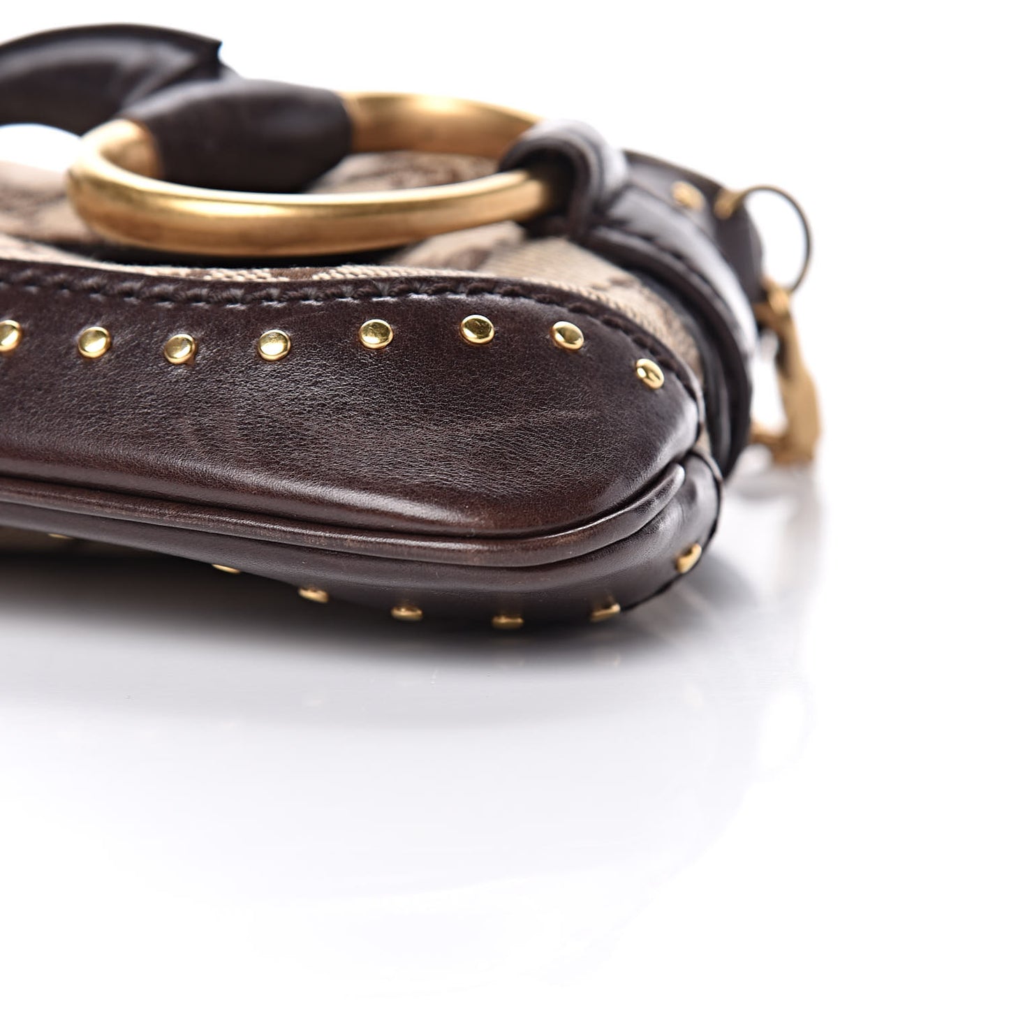 Monogram Studded Horsebit Clutch Dark Brown