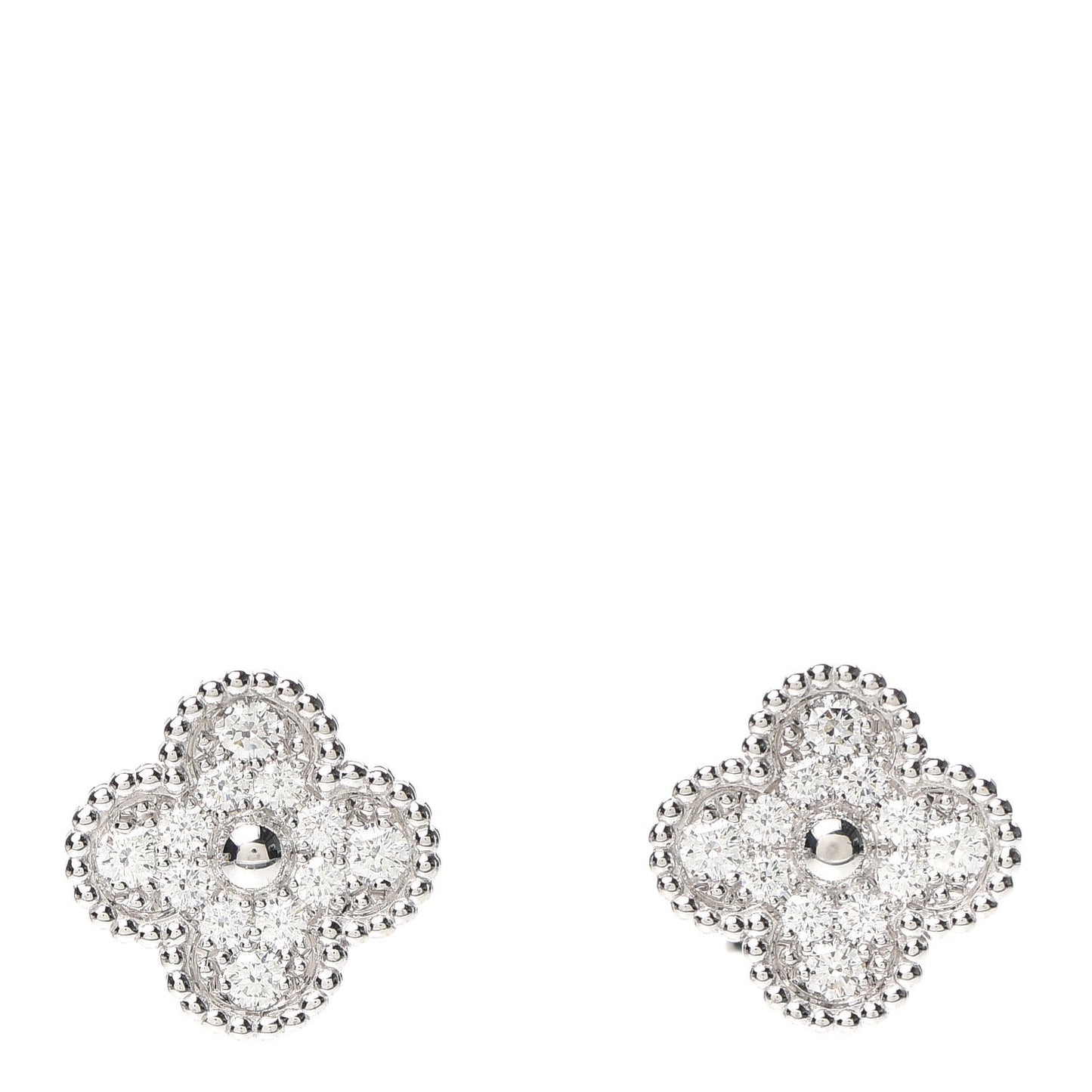 18K White Gold Diamond Vintage Alhambra Earrings