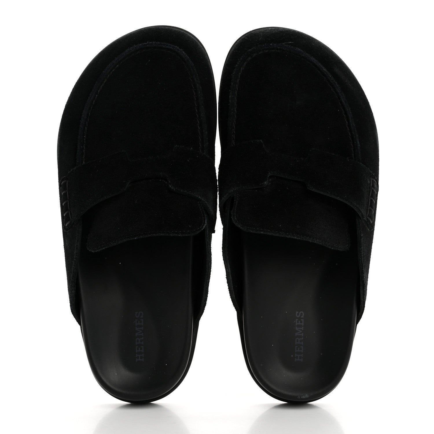 Hermes Suede Calfskin Go Mules 38.5 Black 2 of 10