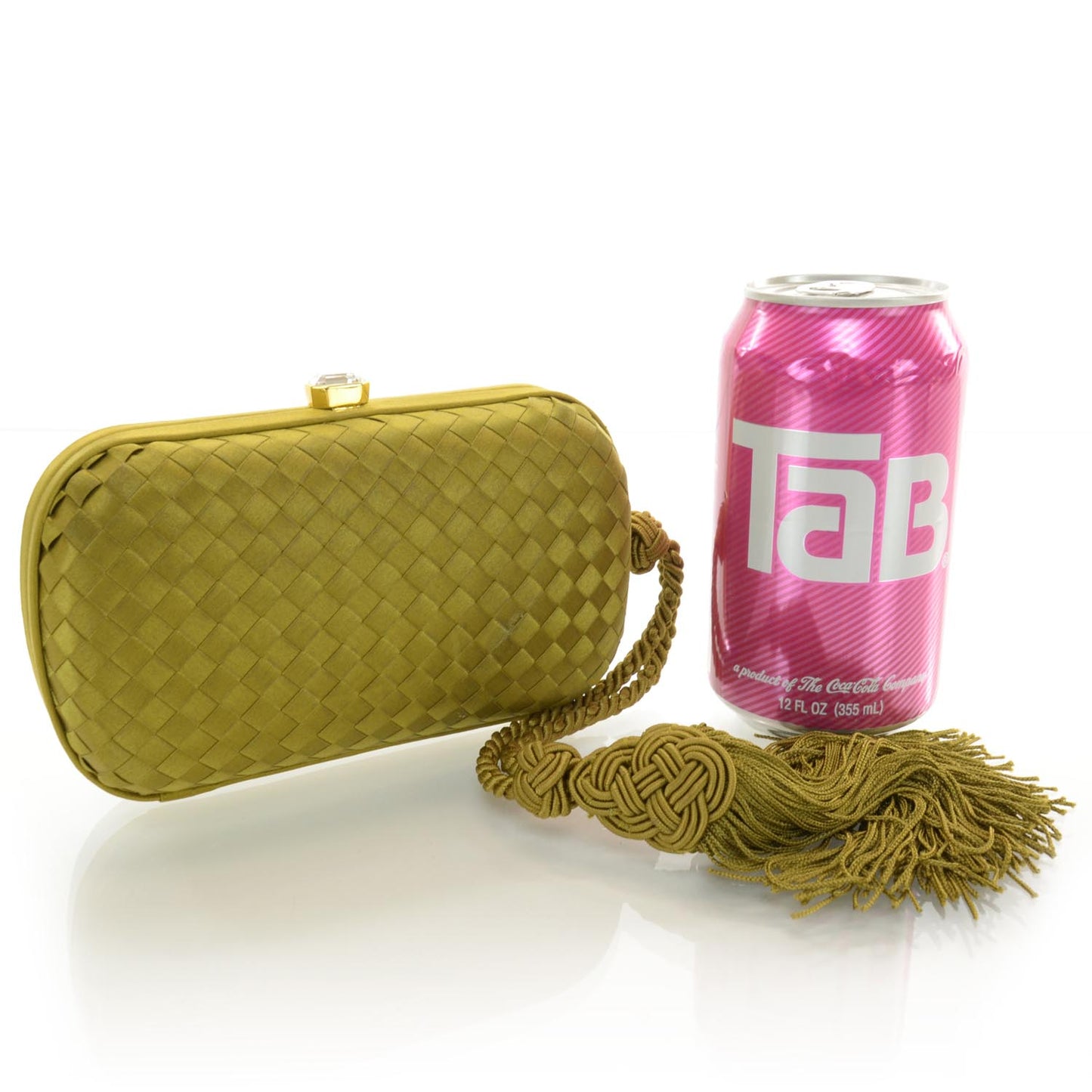 Silk Woven Intrecciato Tassel Clutch Green