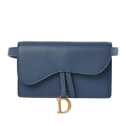 Christian Dior Goatskin Saddle Belt Clutch Denim Blue 1 of 15