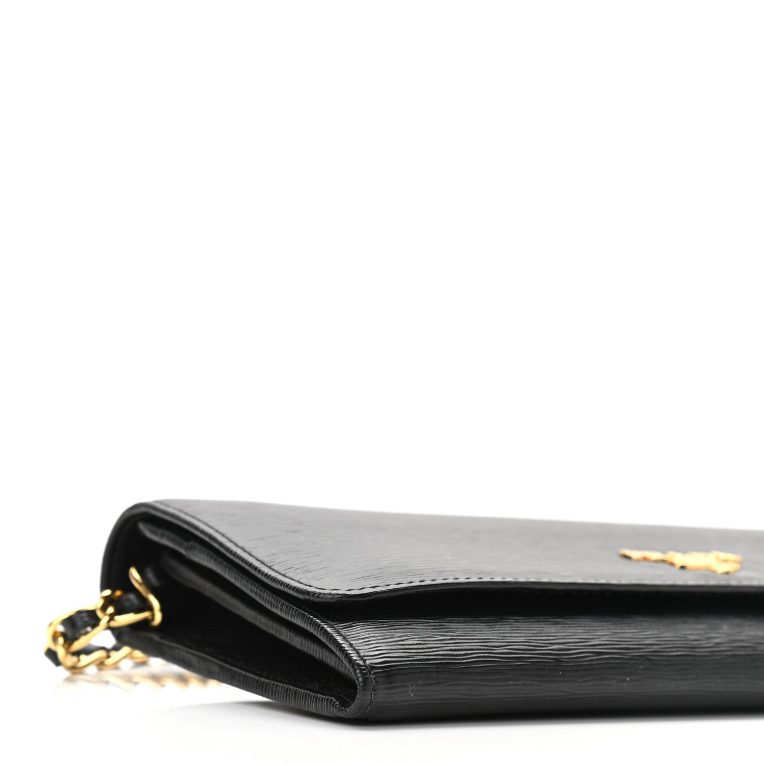 Prada Vitello Move Metal Oro Chain Wallet Black 8 of 9