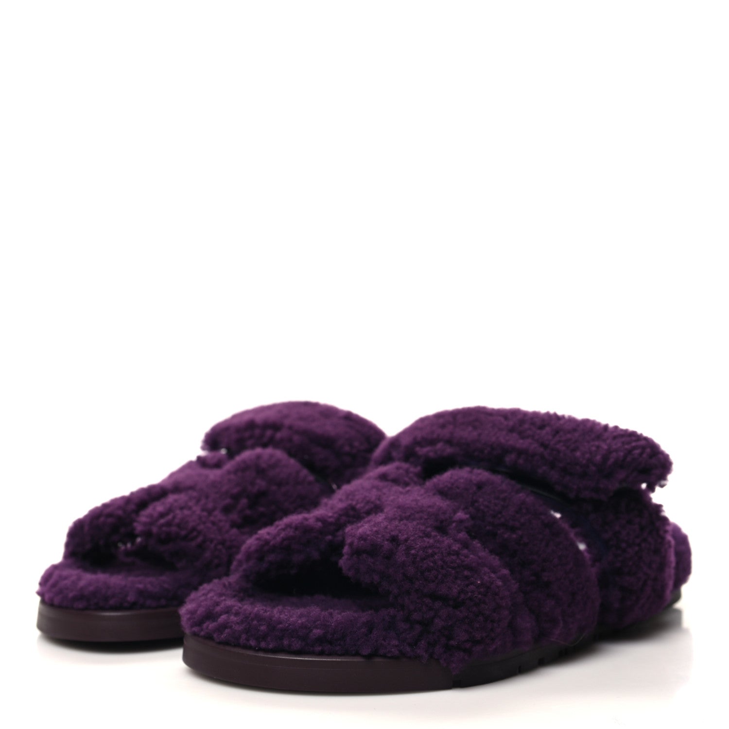 Hermes Woolskin Womens Chypre Sandals 38 Violet Fonce 3 of 8