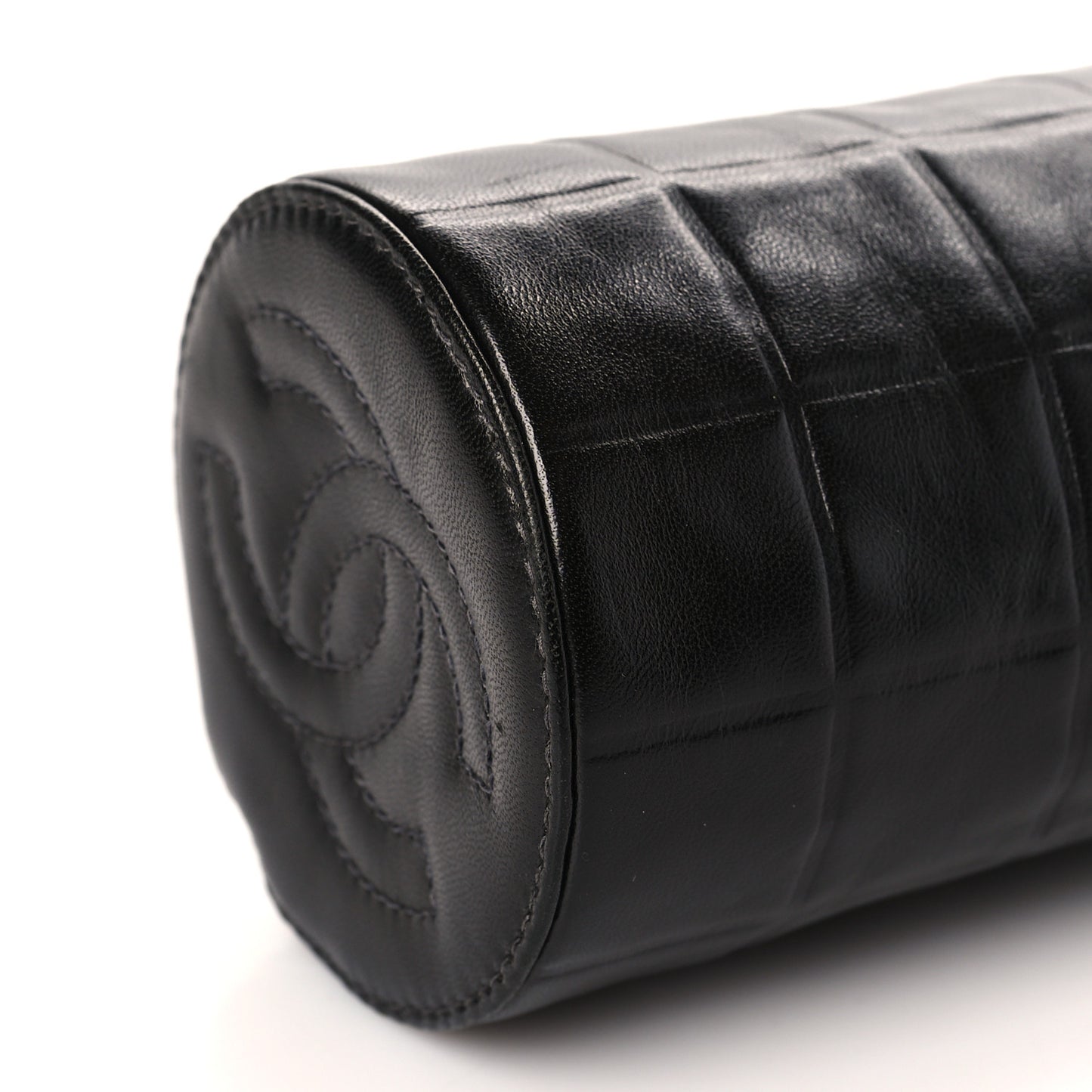 Lambskin Chocolate Bar Cosmetic Pouch Black