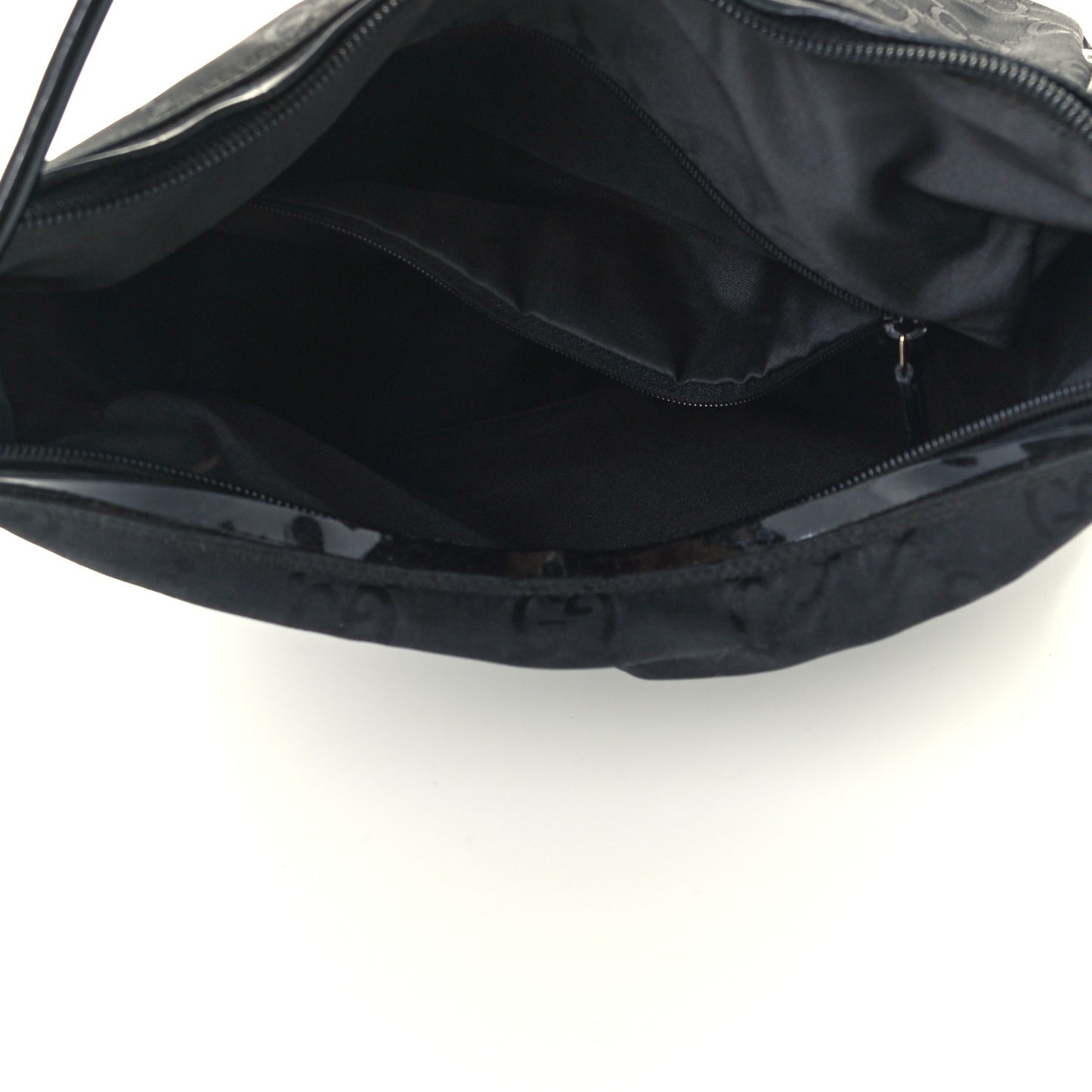 Canvas Patent Monogram Shoulder Bag Black