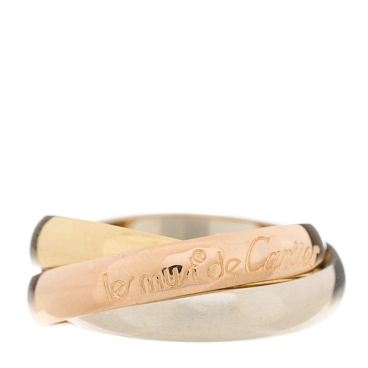 18K Pink Yellow White Gold Classic Les Must De Cartier Trinity Ring 49 4.75