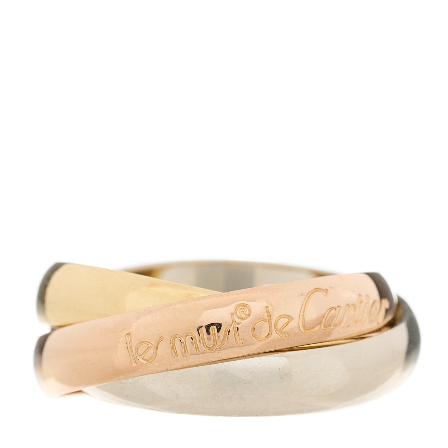 Cartier 18K Pink Yellow White Gold Classic Les Must De Cartier Trinity Ring 49 4.75 1 of 5